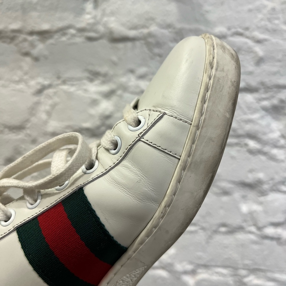 Gucci Ace White Leather Sneakers with Bee - Picture 8 of 9